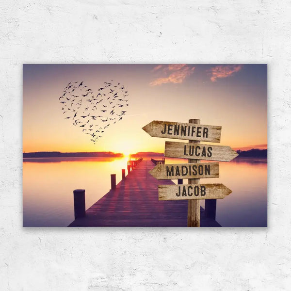 Personalized Canvas "Shared Signpost at the Pier"