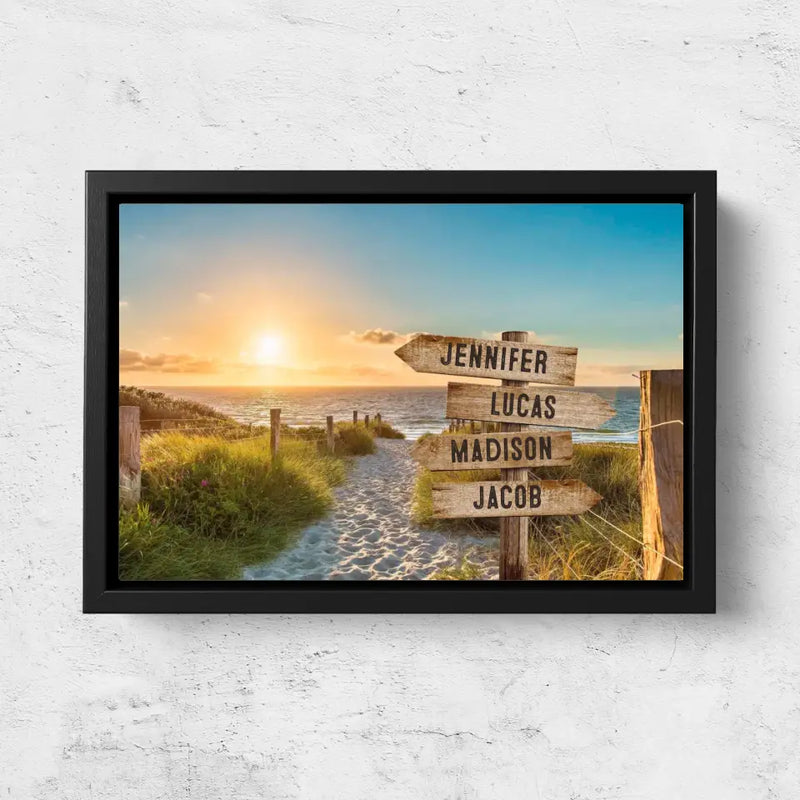 Personalized Canvas "Shared Signpost at the Beach“