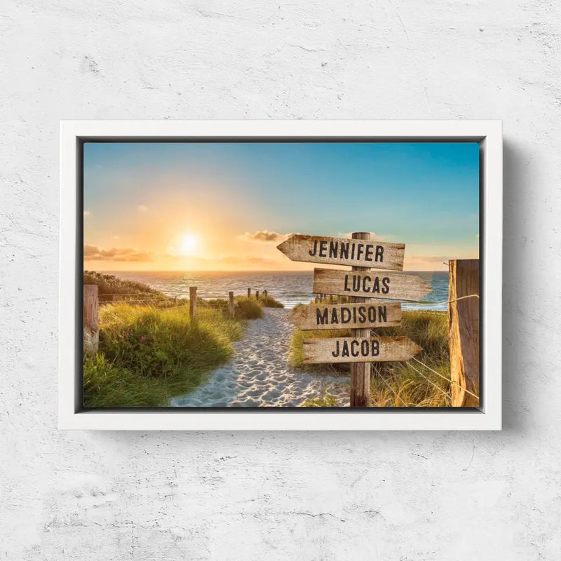 Personalized Canvas "Shared Signpost at the Beach“