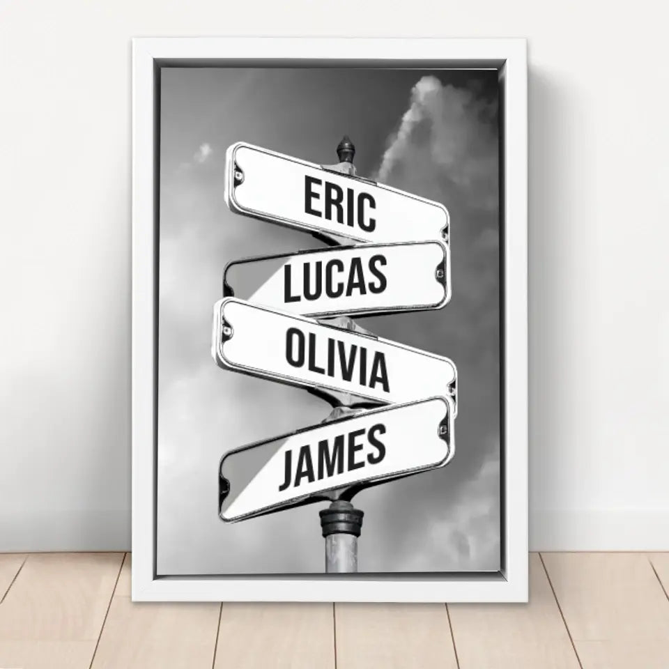 Personalized Canvas "Vintage street sign for families"