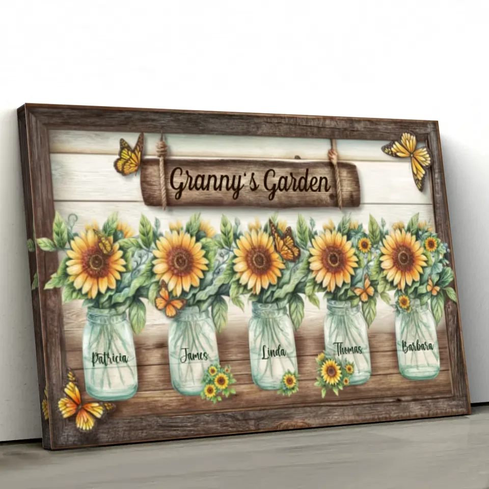 Personalized Canvas “Granny’s sunflower garden”