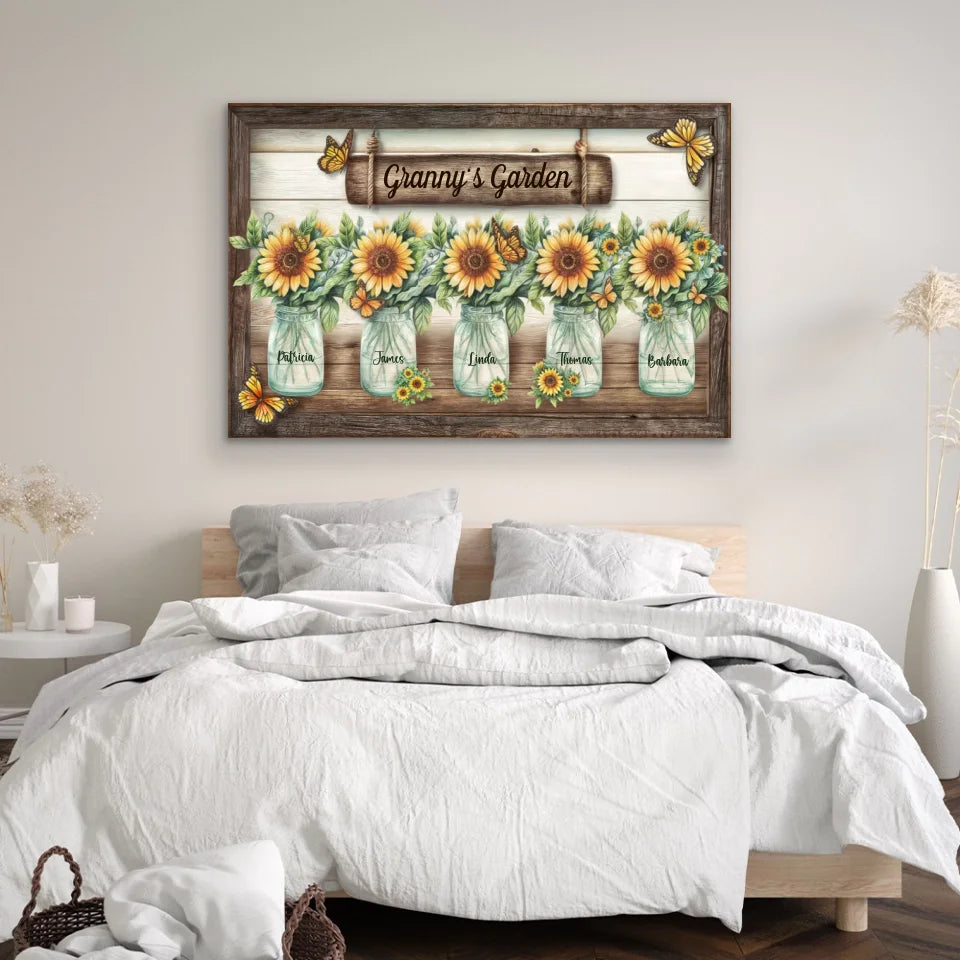 Personalized Canvas “Granny’s sunflower garden”