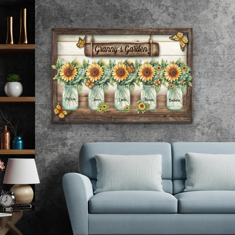 Personalized Canvas “Granny’s sunflower garden”