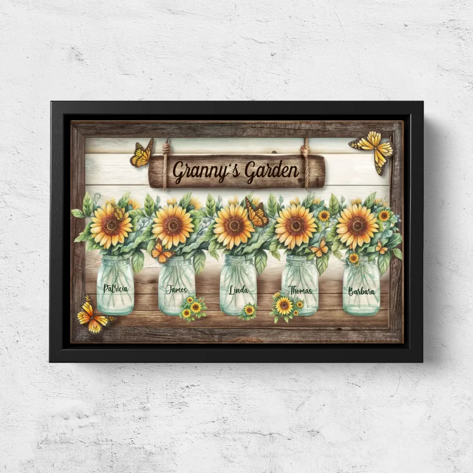 Personalized Canvas “Granny’s sunflower garden”