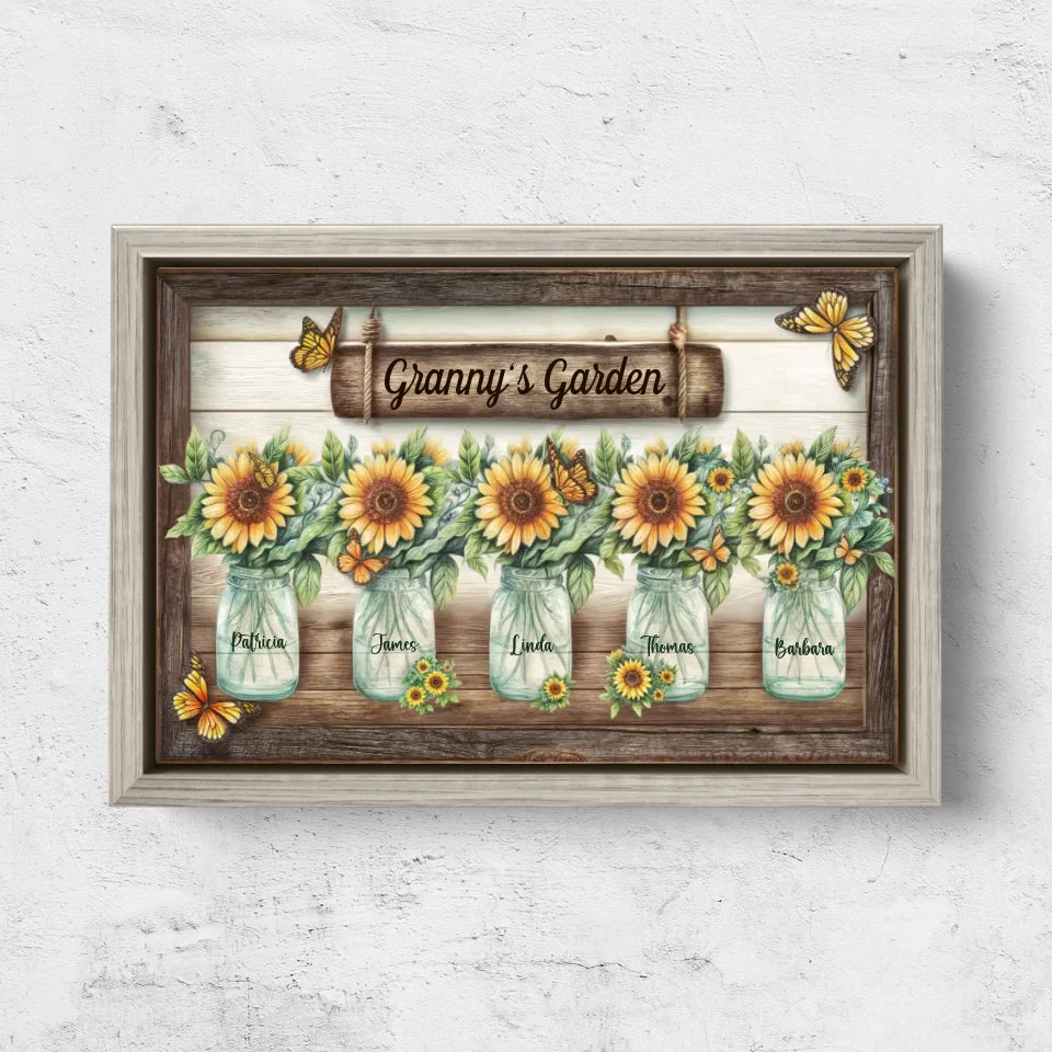 Personalized Canvas “Granny’s sunflower garden”