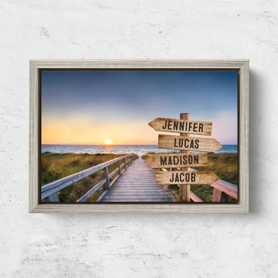 Personalized Canvas "Shared Signpost at the beach path"