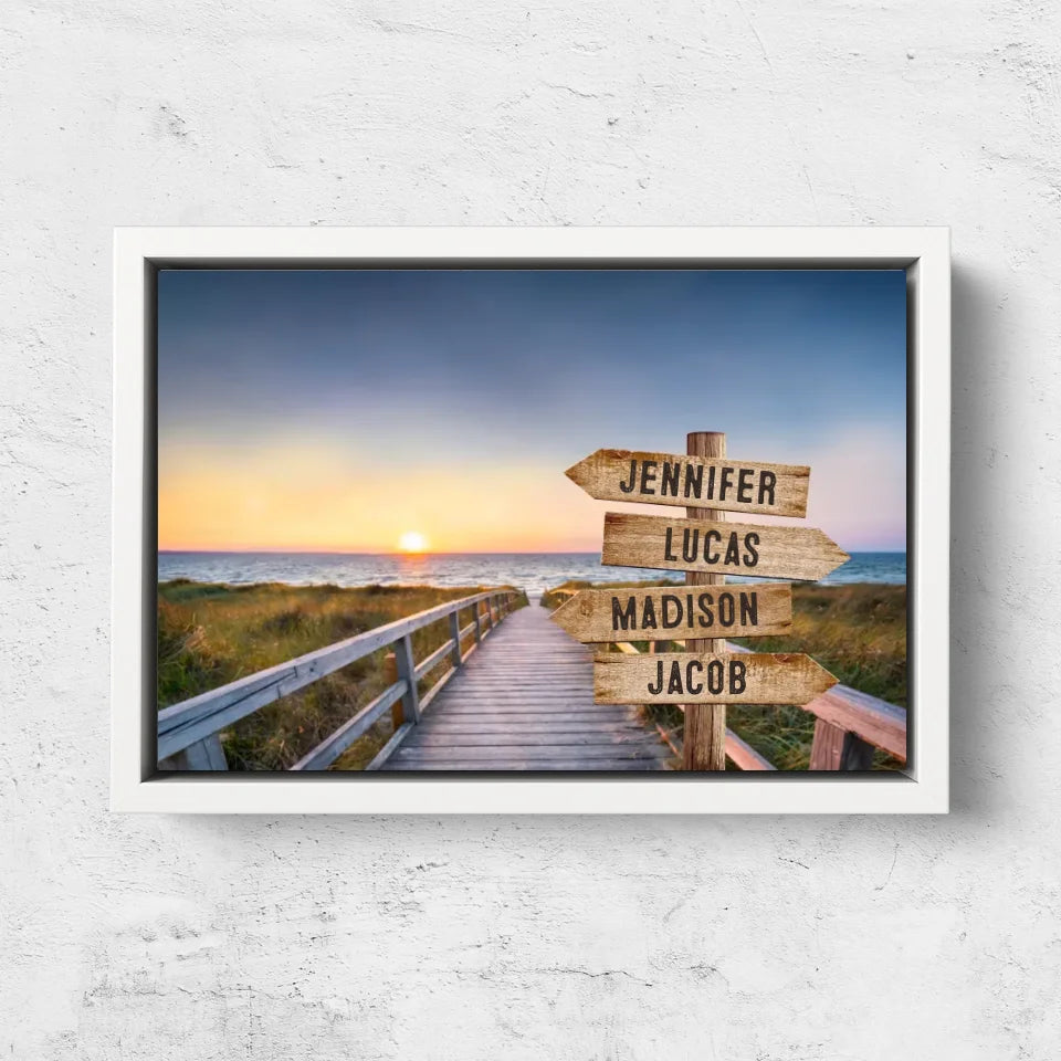 Personalized Canvas "Shared Signpost at the beach path"