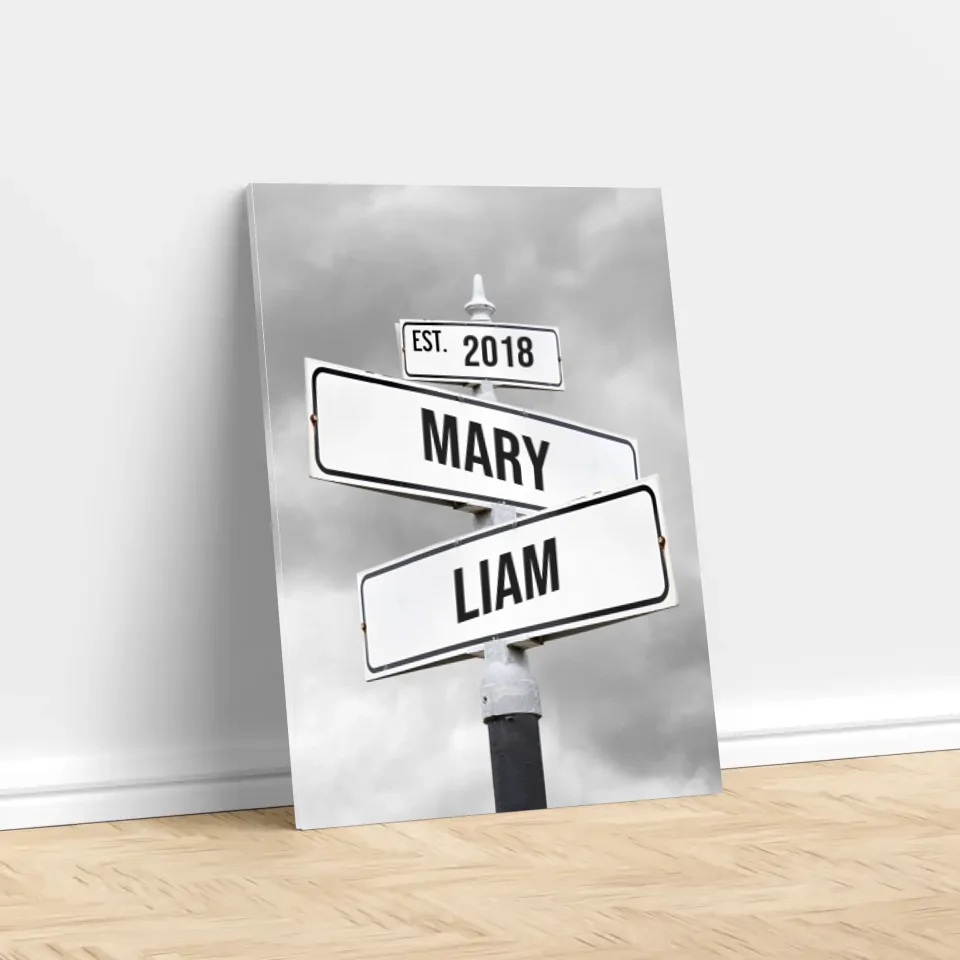 Personalized Canvas "Retro Street Sign for couples"