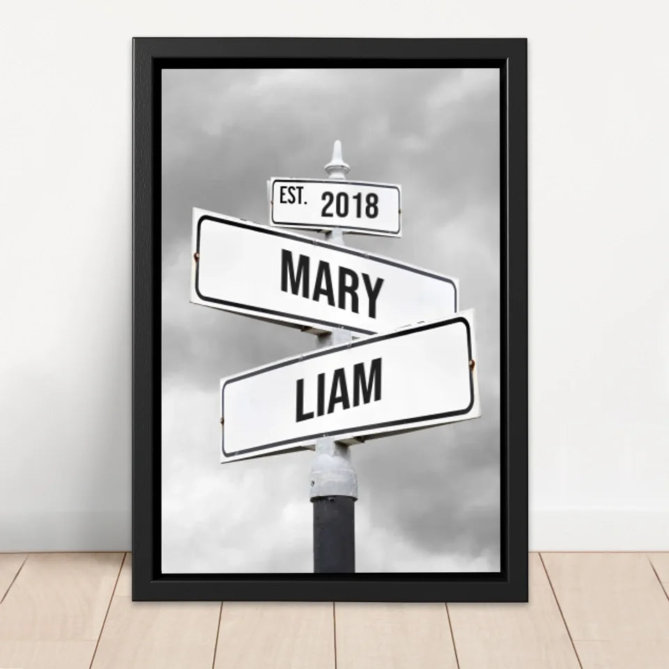 Personalized Canvas "Retro Street Sign for couples"