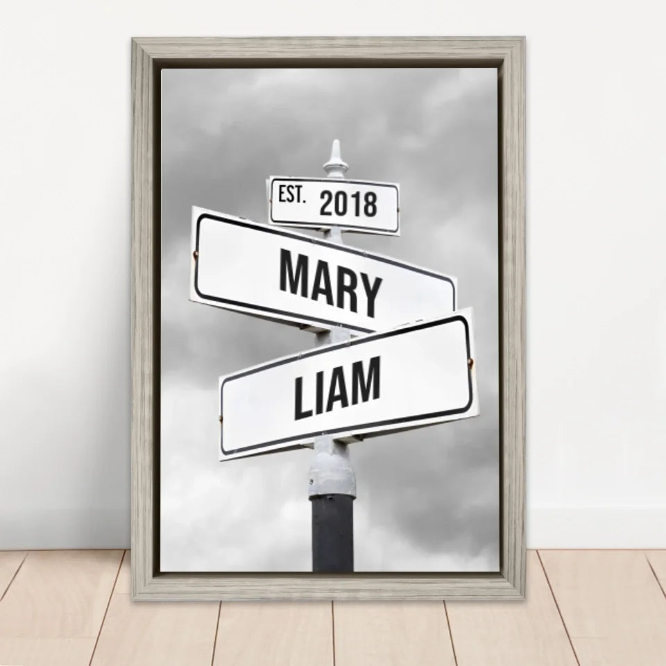 Personalized Canvas "Retro Street Sign for couples"