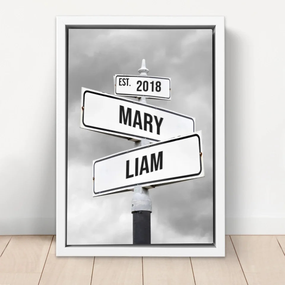 Personalized Canvas "Retro Street Sign for couples"