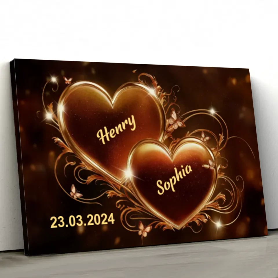 Personalized canvas “Sparkling hearts”