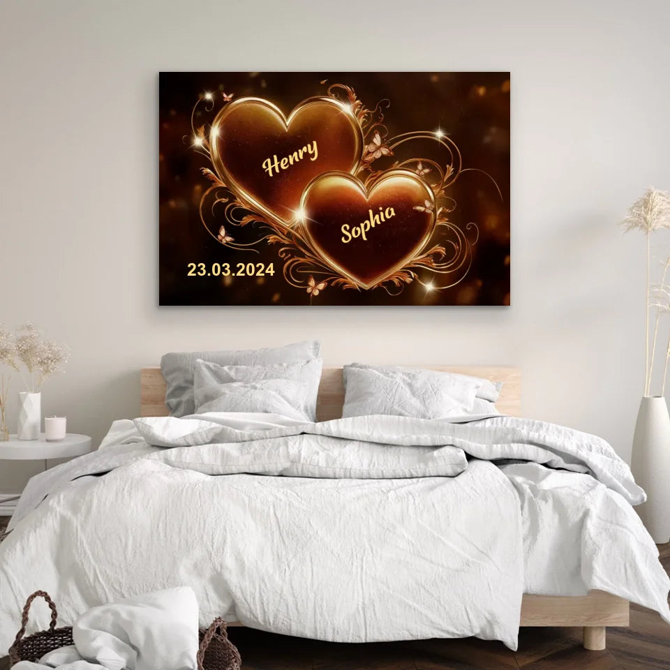 Personalized canvas “Sparkling hearts”