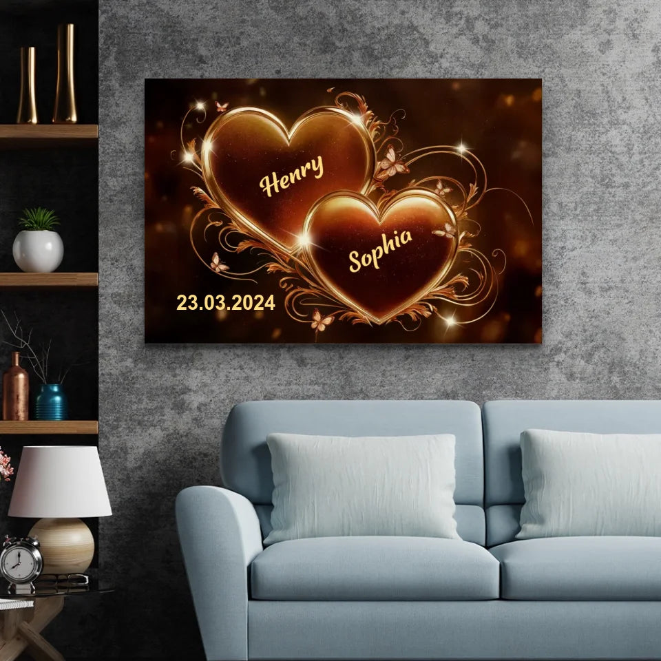 Personalized canvas “Sparkling hearts”