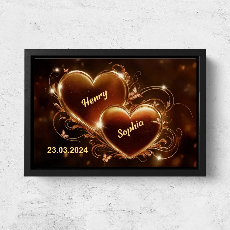 Personalized canvas “Sparkling hearts”