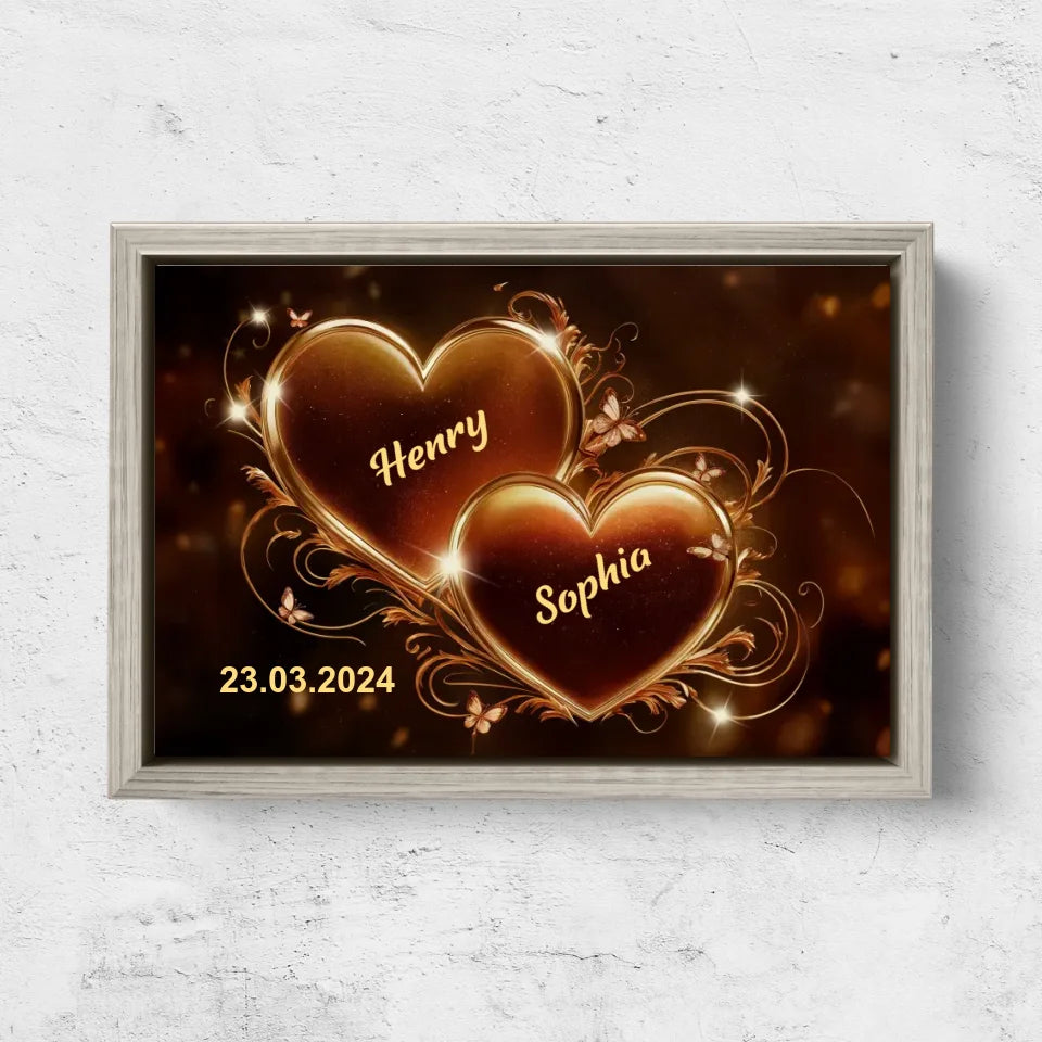 Personalized canvas “Sparkling hearts”