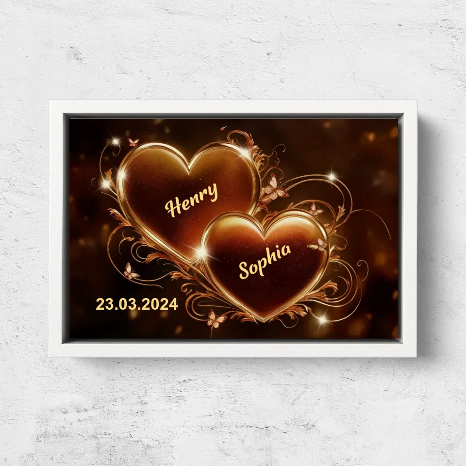 Personalized canvas “Sparkling hearts”