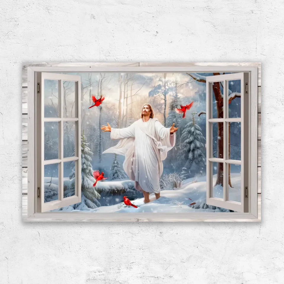 Premium Canvas "Jesus in the winter forest"