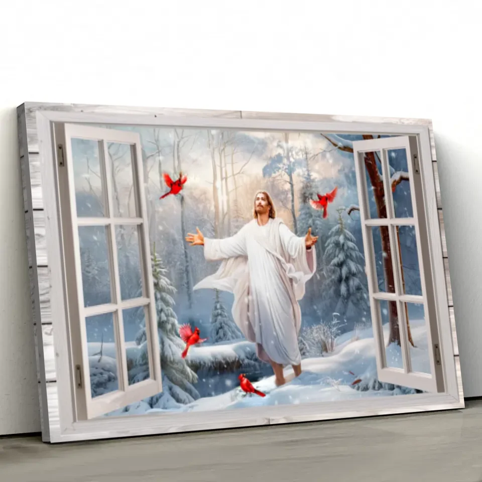 Premium Canvas "Jesus in the winter forest"