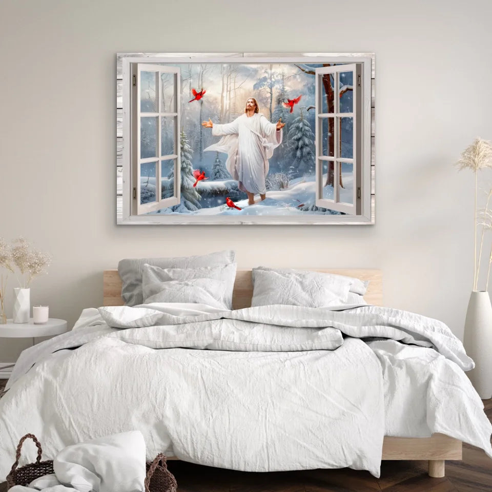 Premium Canvas "Jesus in the winter forest"