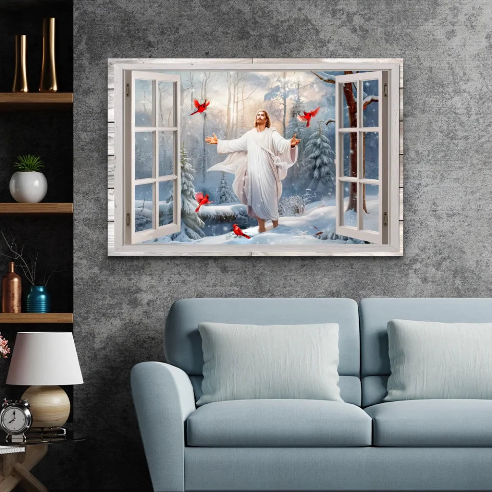 Premium Canvas "Jesus in the winter forest"