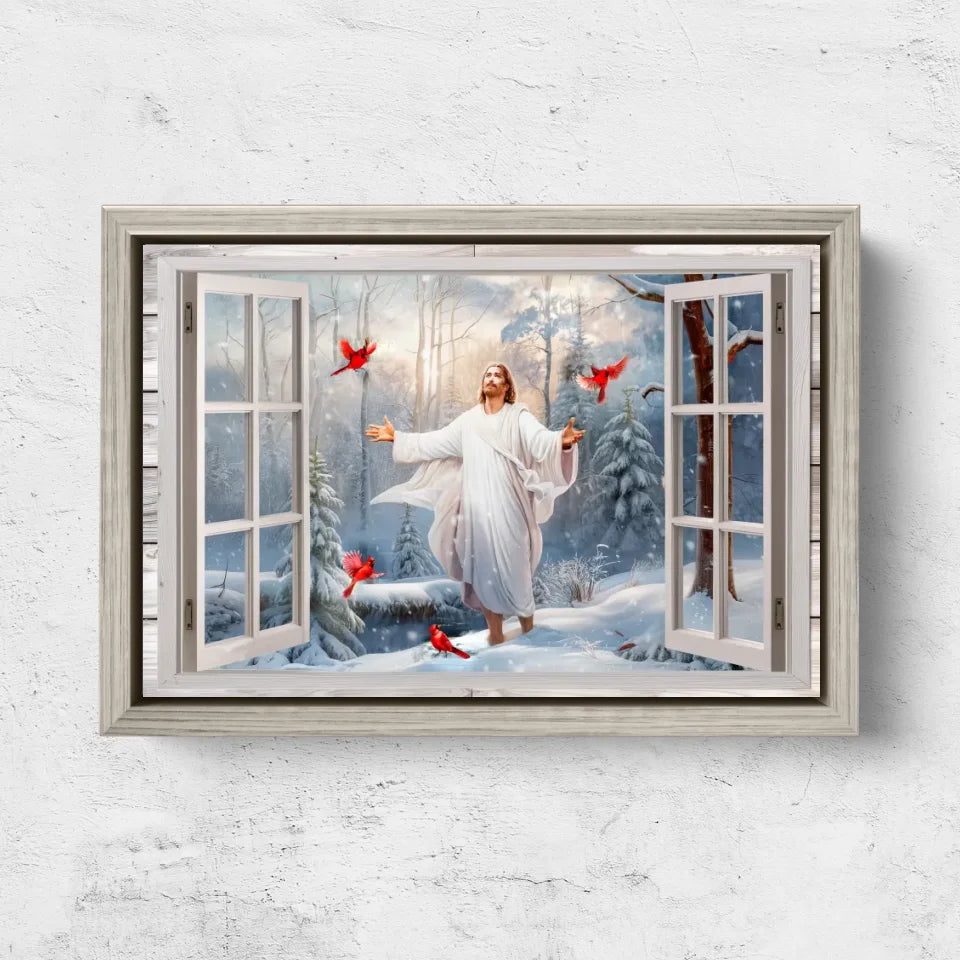 Premium Canvas "Jesus in the winter forest"