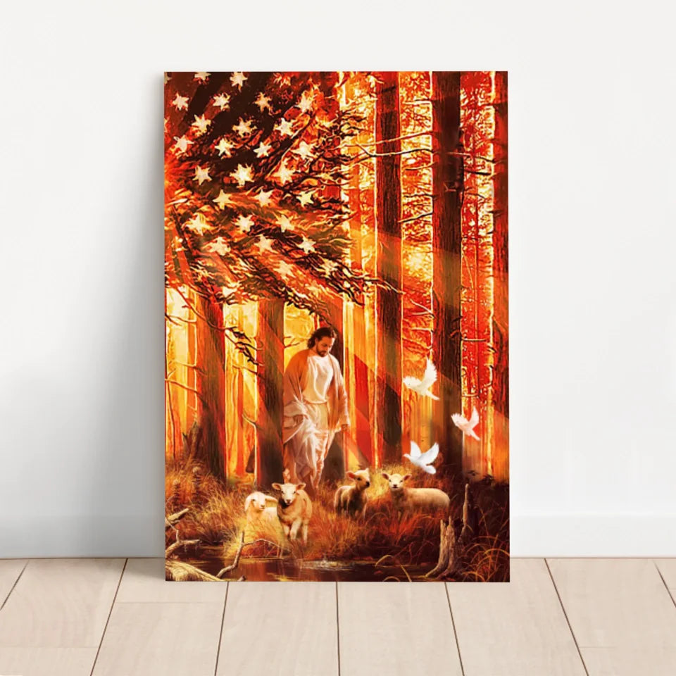 Premium Canvas "Walking with lambs"