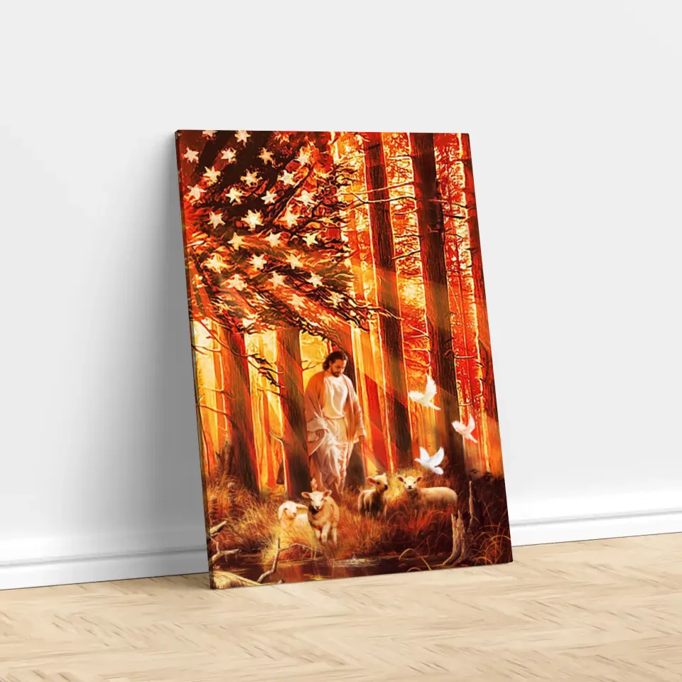 Premium Canvas "Walking with lambs"