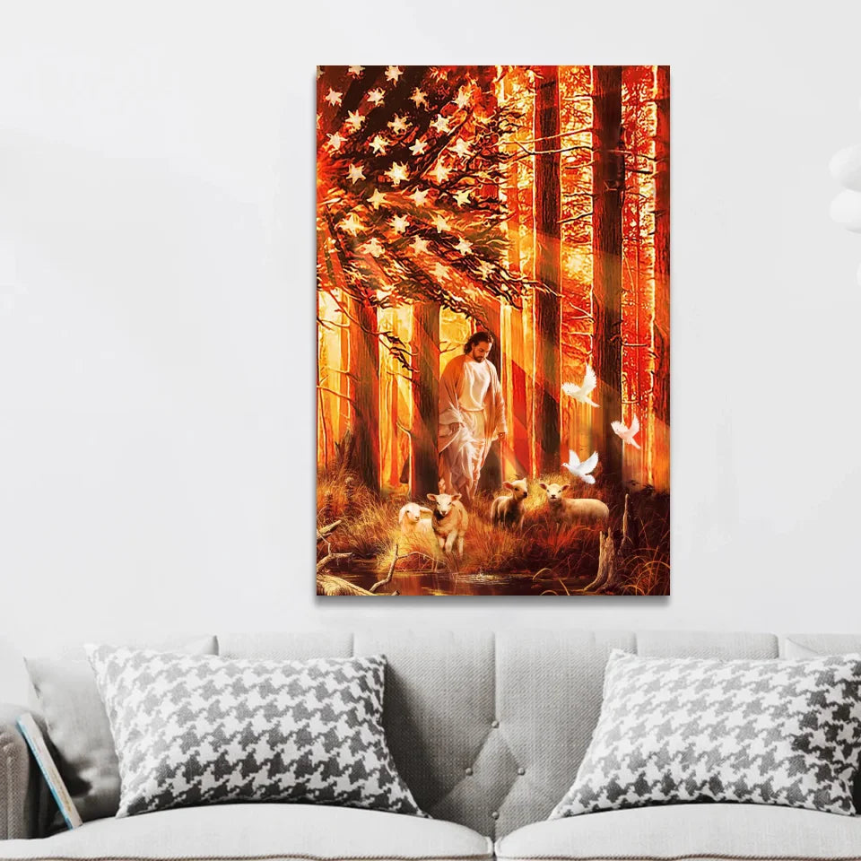 Premium Canvas "Walking with lambs"