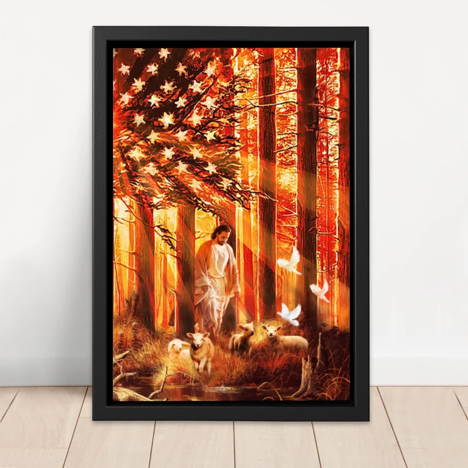 Premium Canvas "Walking with lambs"