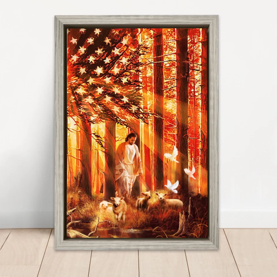 Premium Canvas "Walking with lambs"