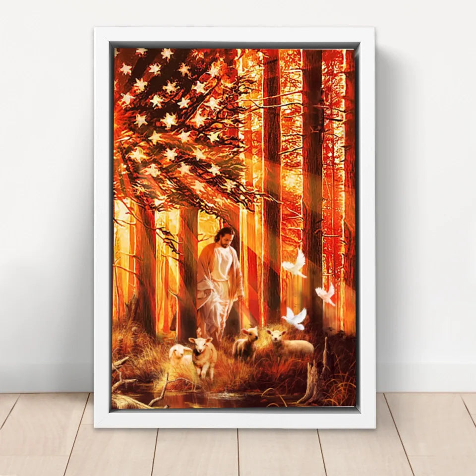 Premium Canvas "Walking with lambs"