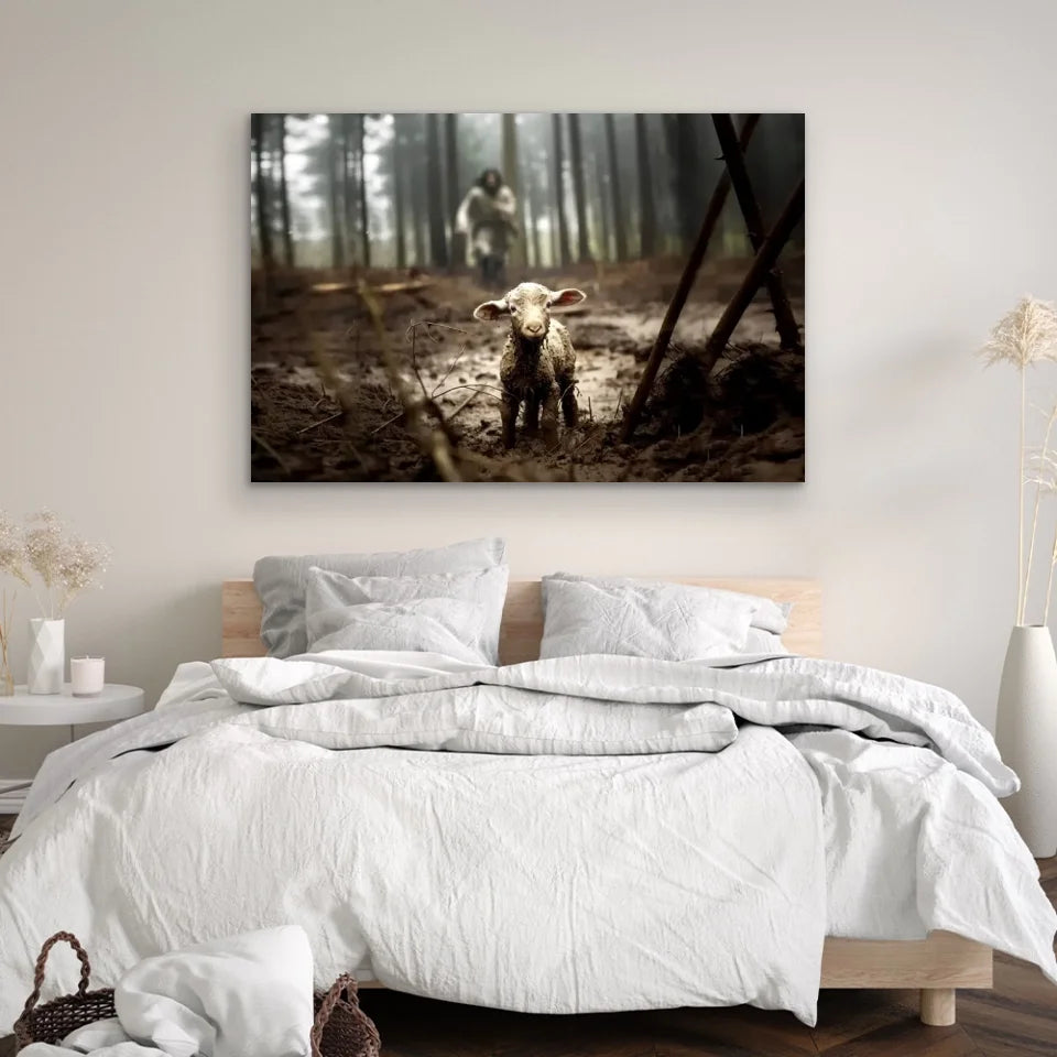 Premium Canvas "Jesus and lamb"