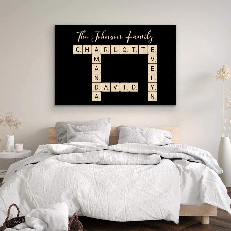 Personalized canvas “Family crossword puzzle - Horizontal”