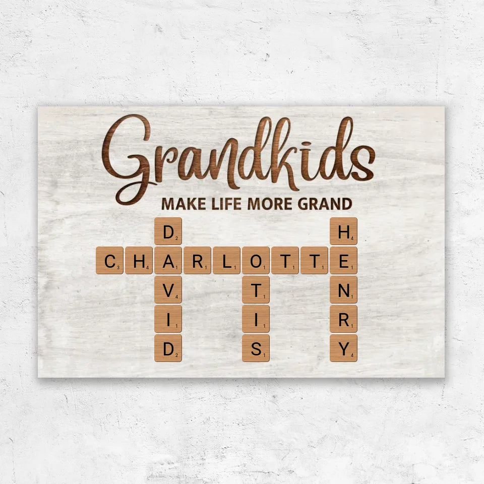 Personalized Canvas “Grandchildren make life more beautiful - crossword puzzle”