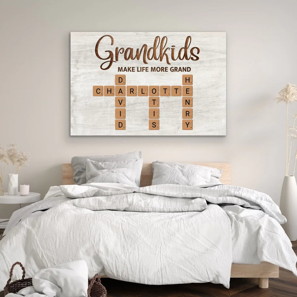 Personalized Canvas “Grandchildren make life more beautiful - crossword puzzle”