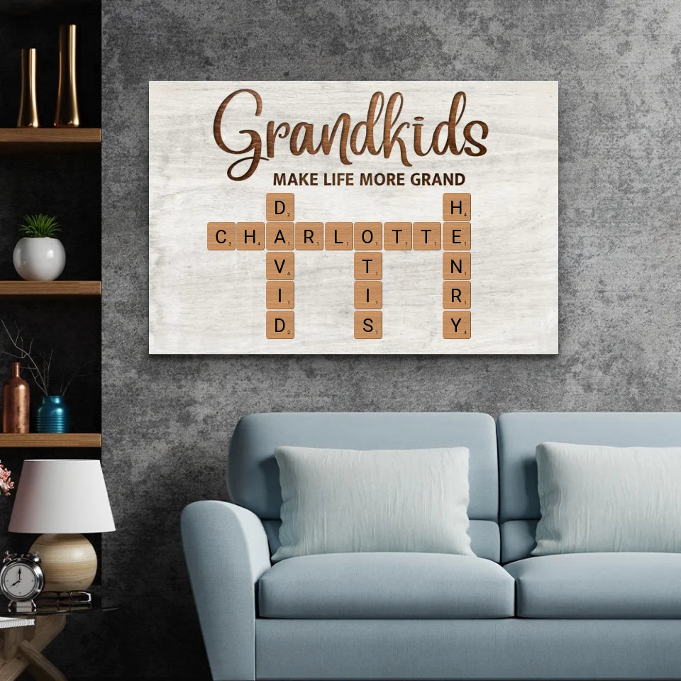 Personalized Canvas “Grandchildren make life more beautiful - crossword puzzle”