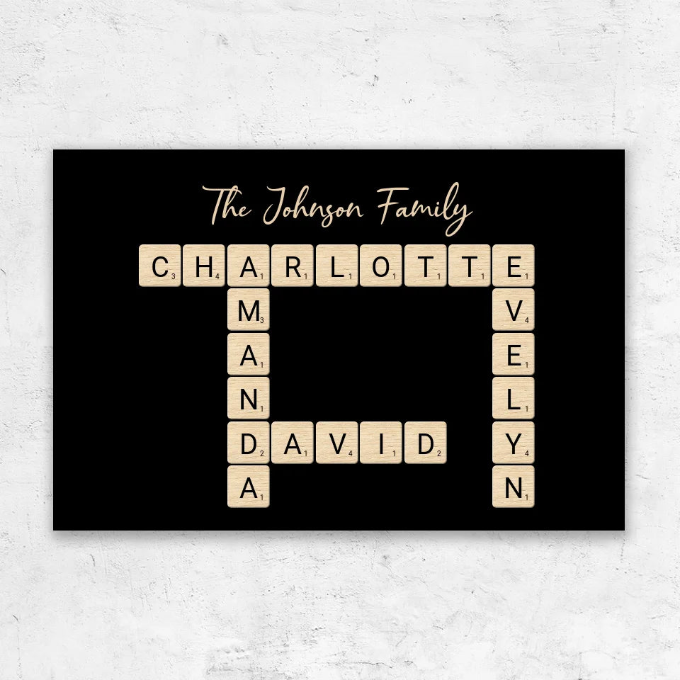 Personalized canvas “Family crossword puzzle - Horizontal”