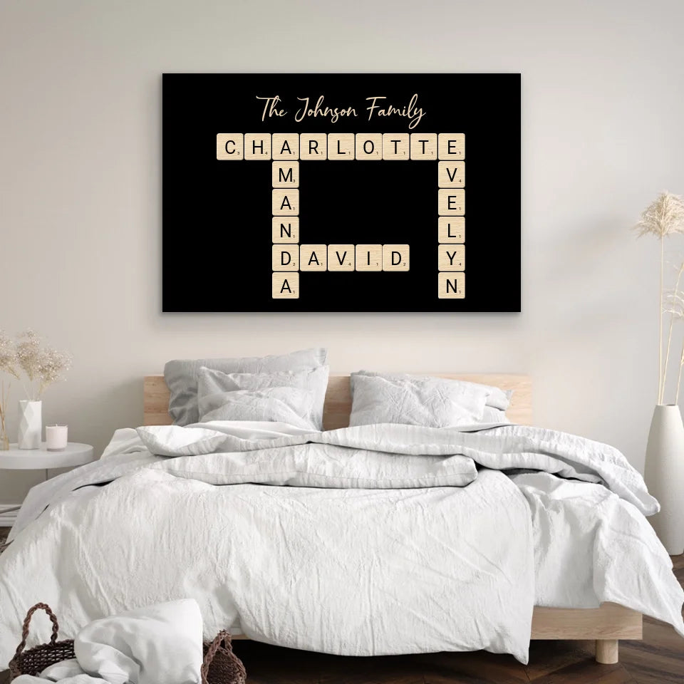 Personalized canvas “Family crossword puzzle - Horizontal”