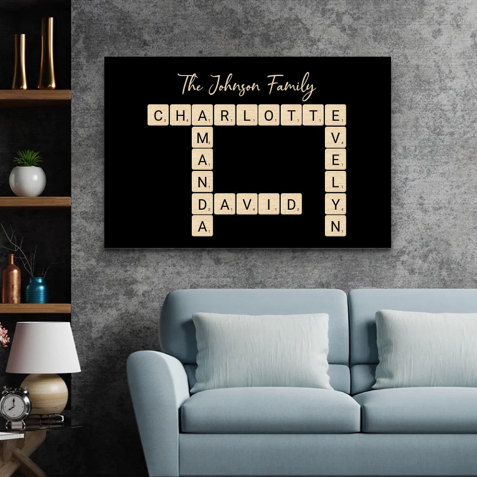 Personalized canvas “Family crossword puzzle - Horizontal”