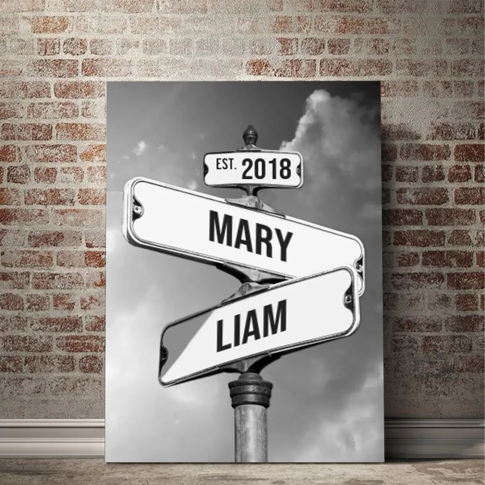 Personalized Canvas "Vintage Street Sign for couples"