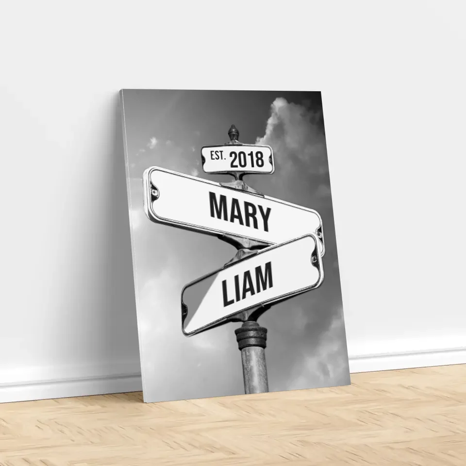 Personalized Canvas "Vintage Street Sign for couples"