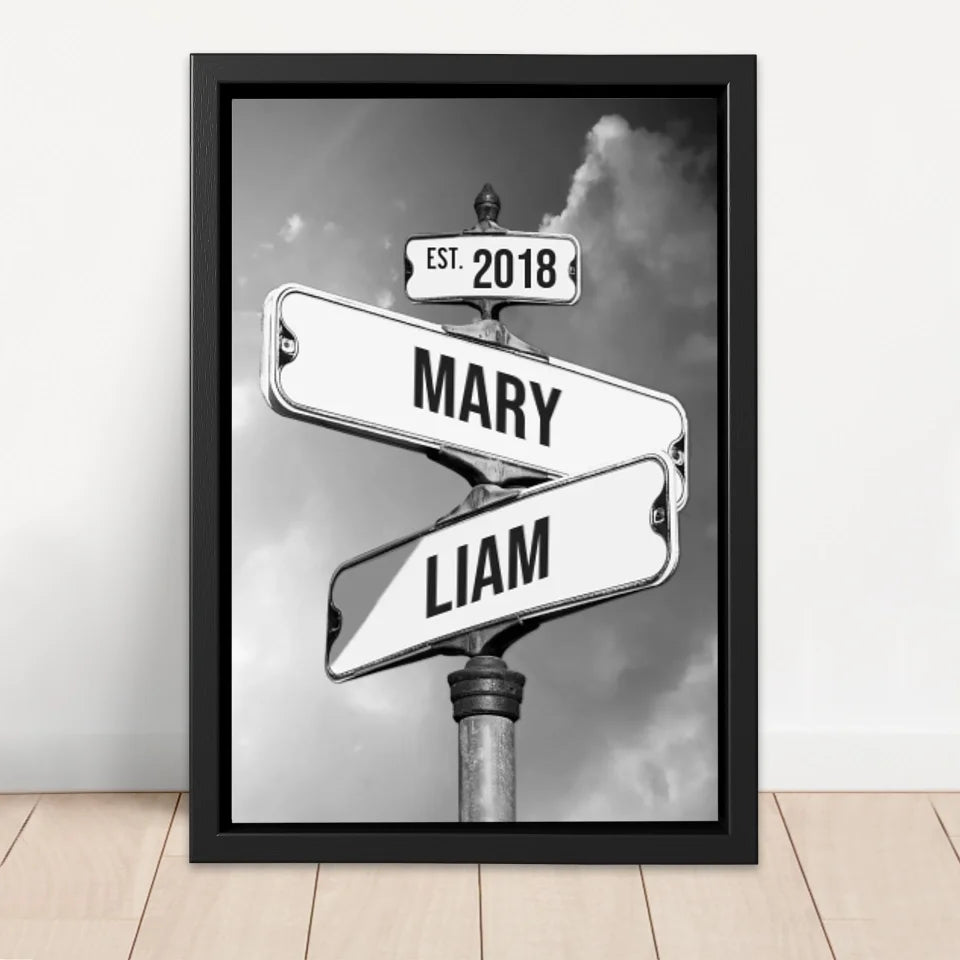 Personalized Canvas "Vintage Street Sign for couples"