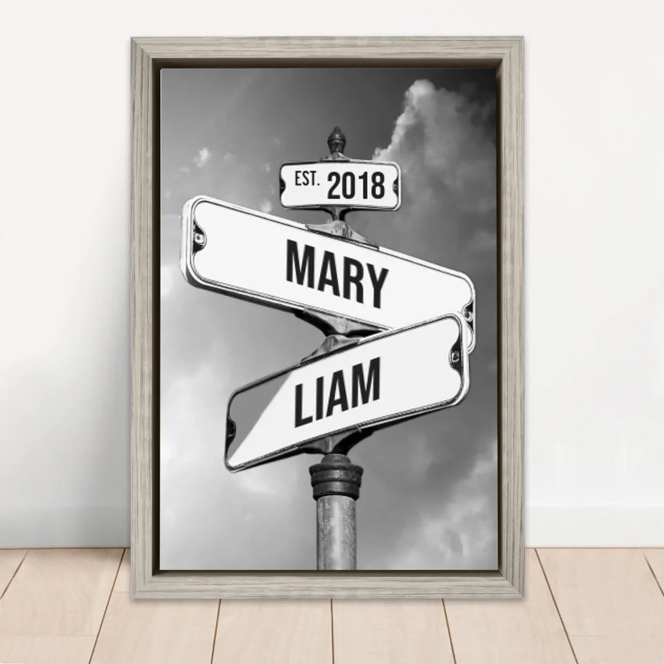 Personalized Canvas "Vintage Street Sign for couples"