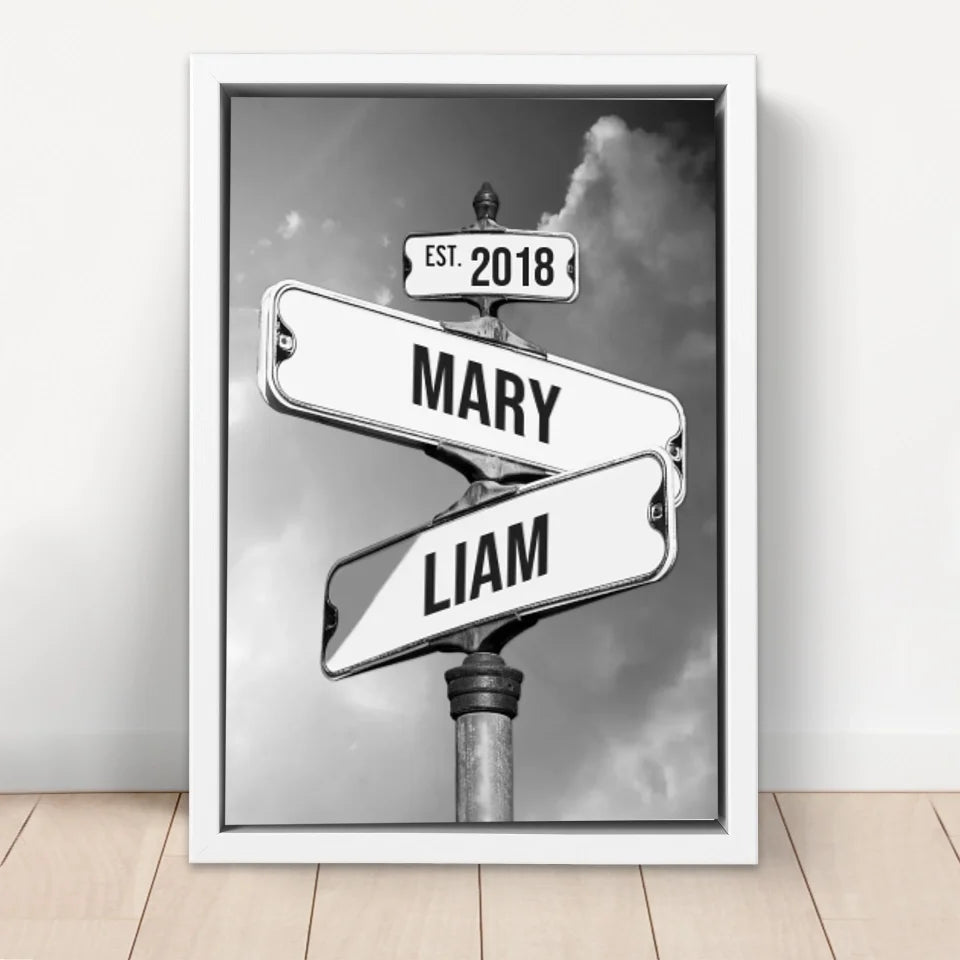 Personalized Canvas "Vintage Street Sign for couples"