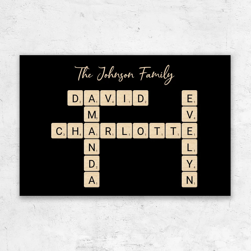 Personalized canvas “Family crossword puzzle - Horizontal”