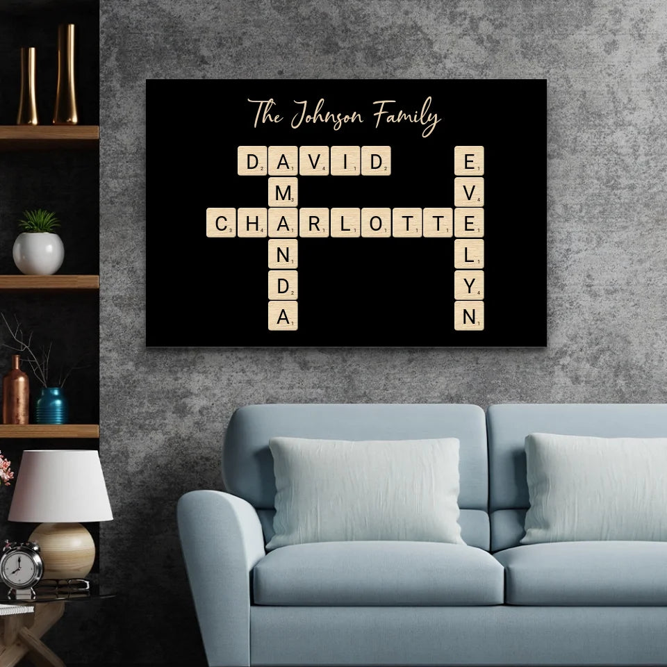 Personalized canvas “Family crossword puzzle - Horizontal”