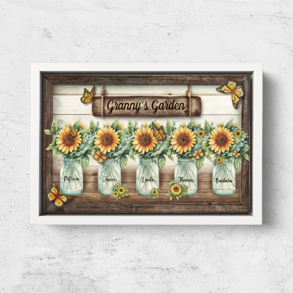 Personalized Canvas “Granny’s sunflower garden”