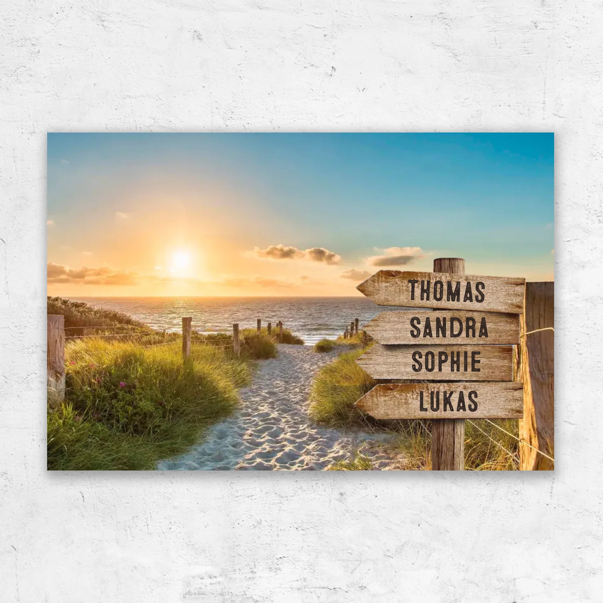 Personalized Canvas "Shared Signpost at the Beach“