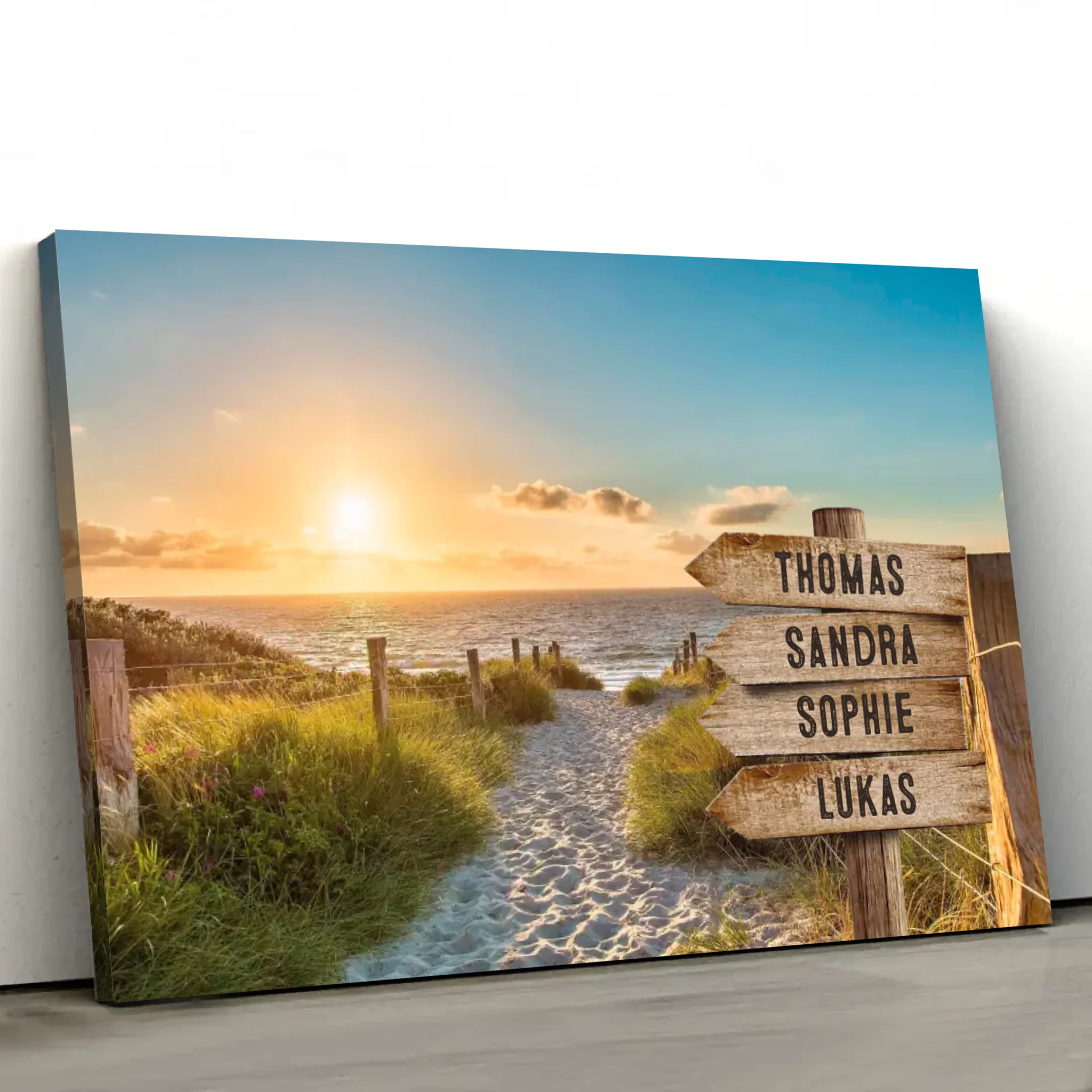 Personalized Canvas "Shared Signpost at the Beach“
